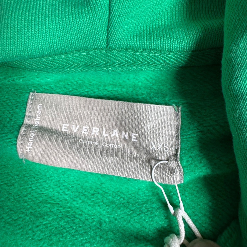 NWT Everlane Womens Organic Cotton Full-Zip Cropped Hoodie Green XXS - Picture 2 of 10